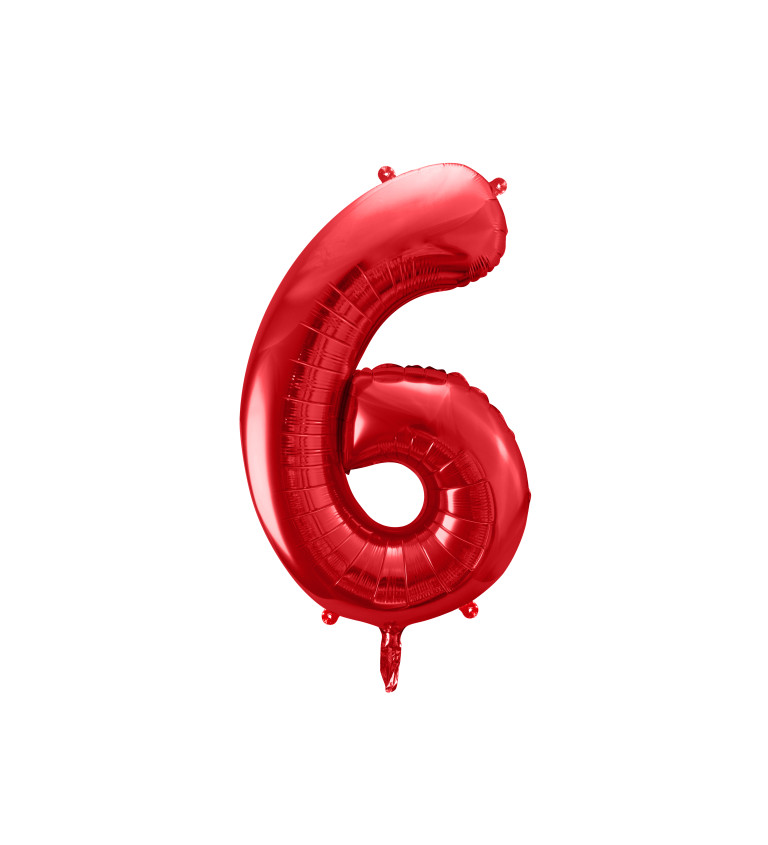 Velký červený foliový balónek "6"