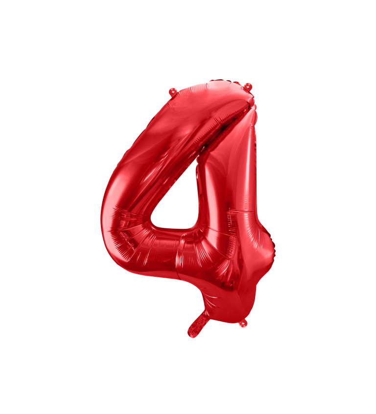 Fóliový červený balónek číslo 4