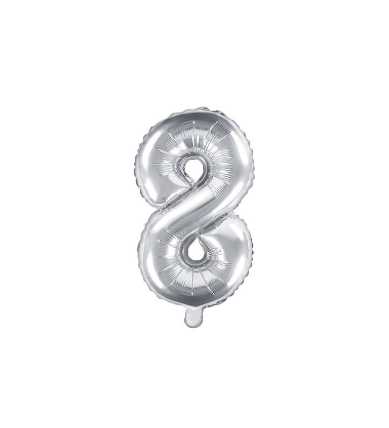 Malý stříbrný fóliový balónek "8"