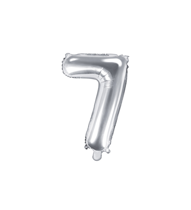 Malý stříbrný fóliový balónek "7"