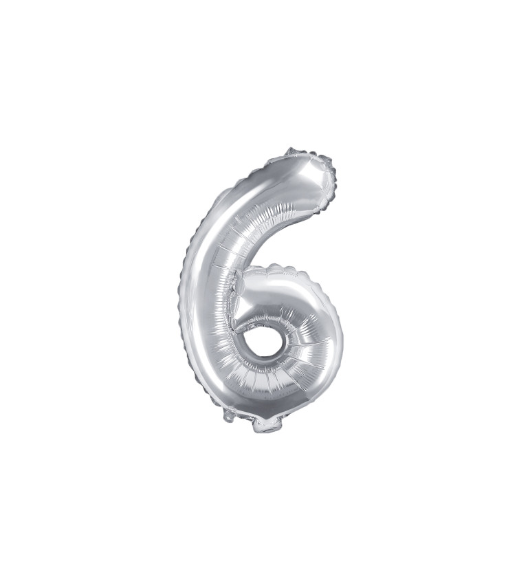 Malý stříbrný fóliový balónek "6"