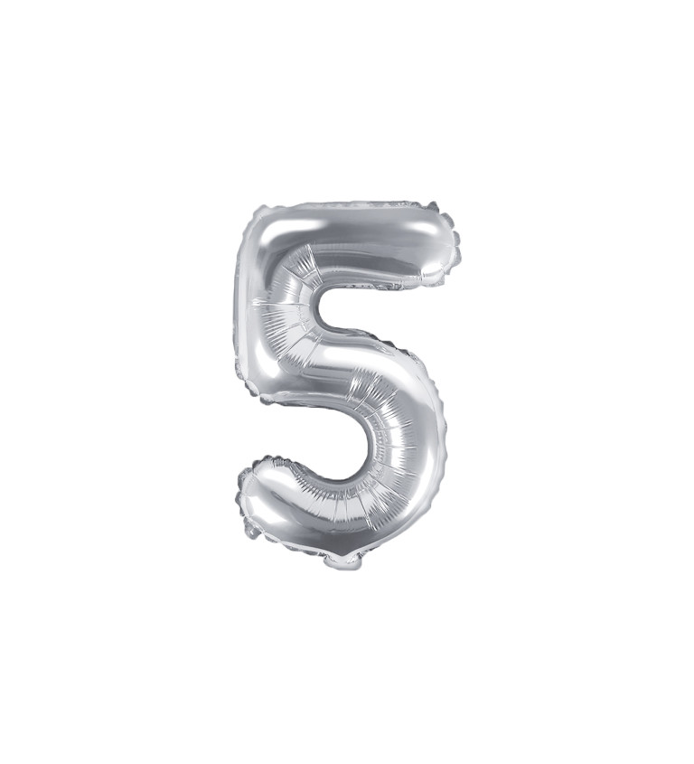 Malý stříbrný fóliový balónek "5"