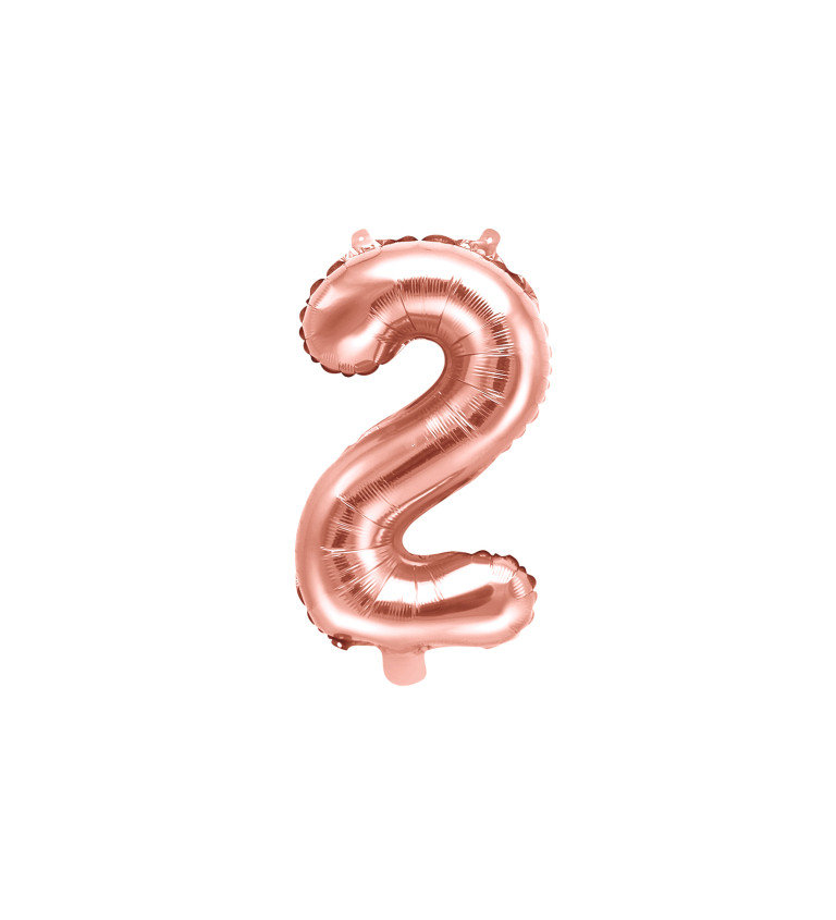Fóliový balónek - růžově zlaté číslo 2