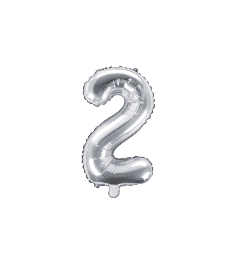 Malý stříbrný fóliový balónek "2"