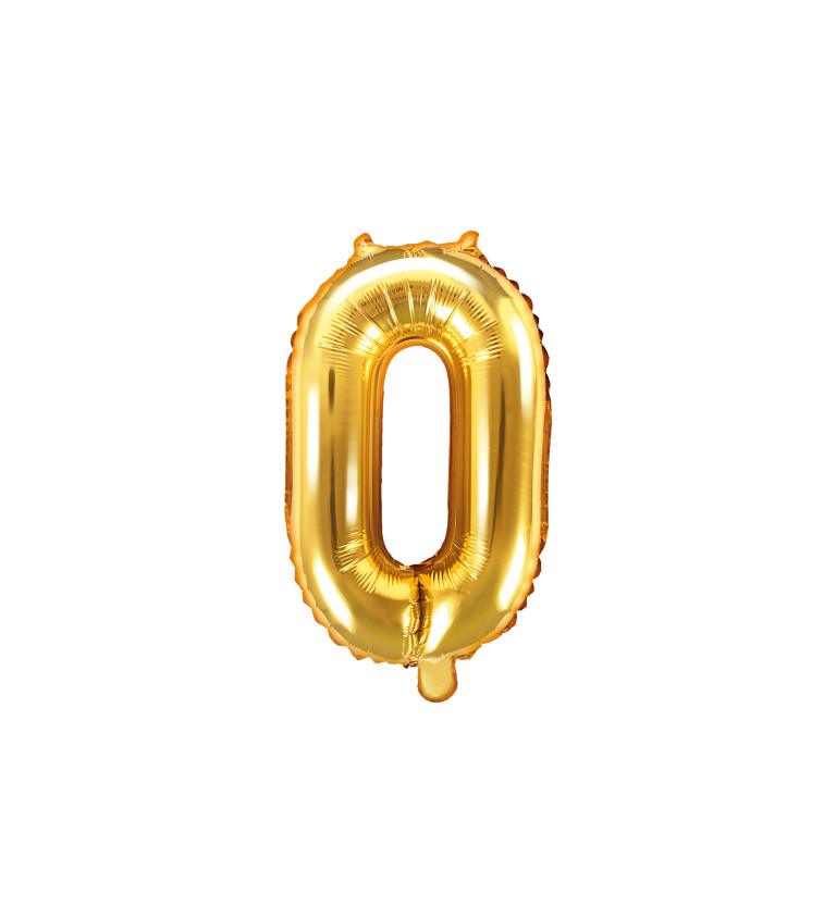 Malý zlatý fóliový balónek číslice "0"