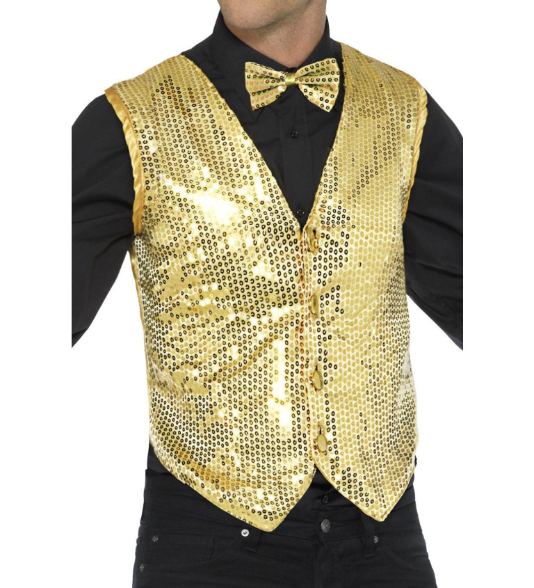 Zlatá pánská vesta s flitry
