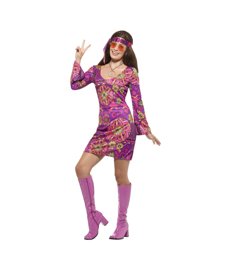 Růžové hippie šaty