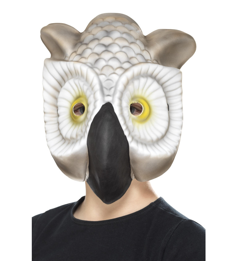 Párty maska - šedá sova
