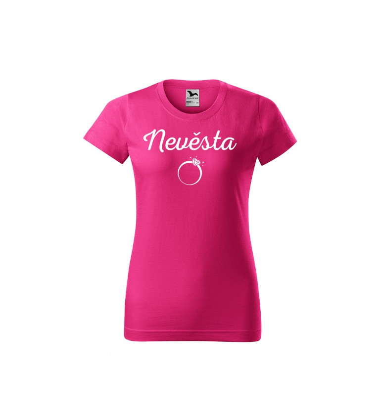 A - Růžové dámské tričko Nevěsta - prsten