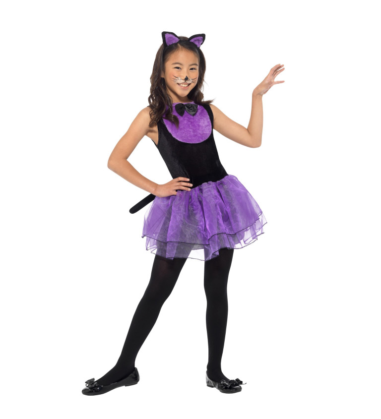 Tutu fialová kočka - dětský kostým