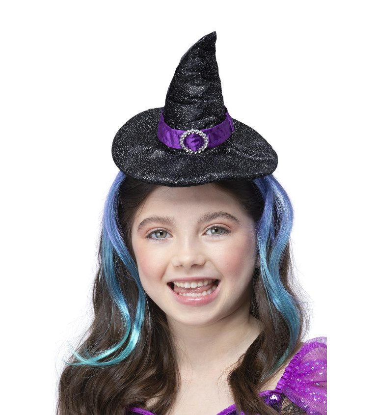 Dětský čarodějnický klobouček s vlasy