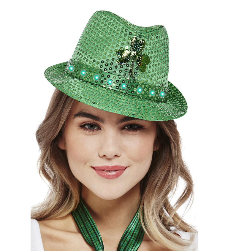 Zelený svítící klobouk - Svatý Patrik