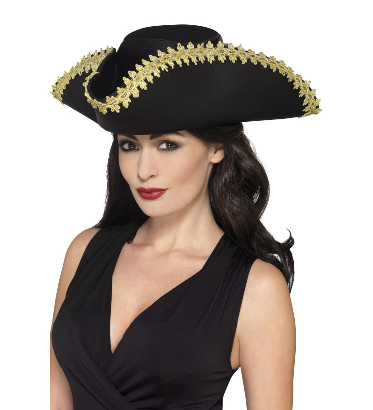 Černý pirátský elegantní klobouk