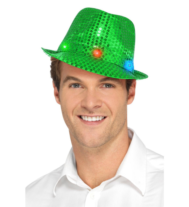 Flitrový klobouk - zelený