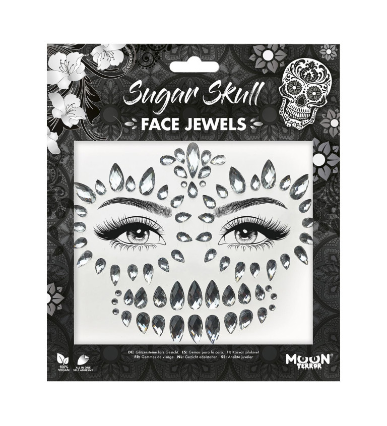 Třpytivé kamínky na obličej - Sugar skull