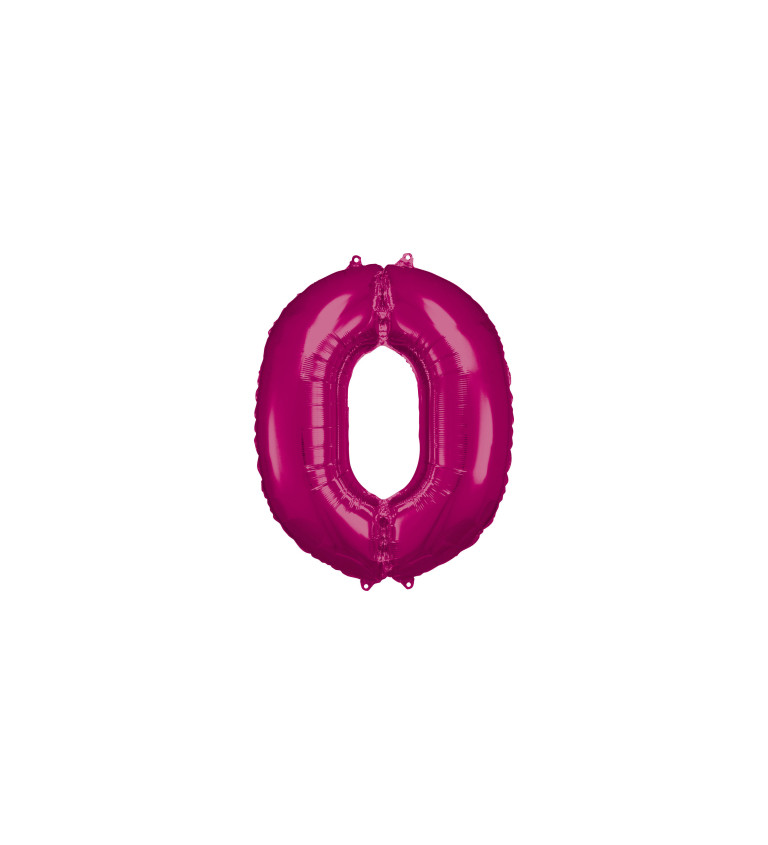 Růžový fóliový balónek čísla 0 - velký