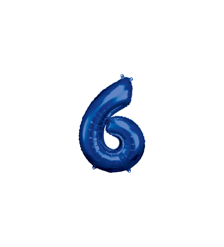 Modrý fóliový balónek čísla 6 - velký