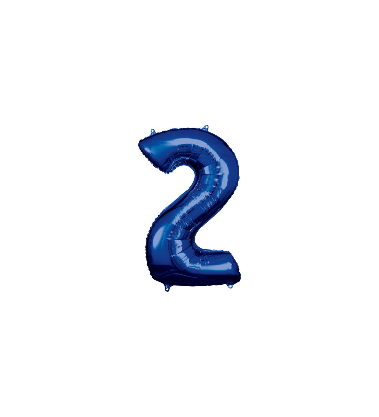 Modrý fóliový balónek čísla 2 - velký