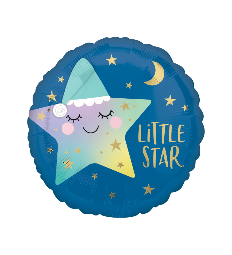 Fóliový balónek - kulatý , modrý s nápisem " Little Star"