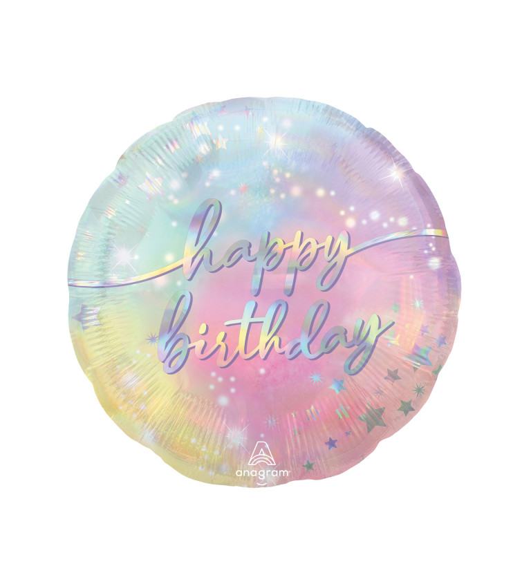 Fóliový narozeninový balónek - kulatý, duhový