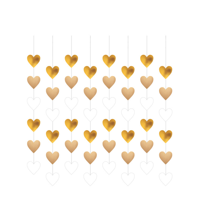 Papírová dekorace zlaté srdce