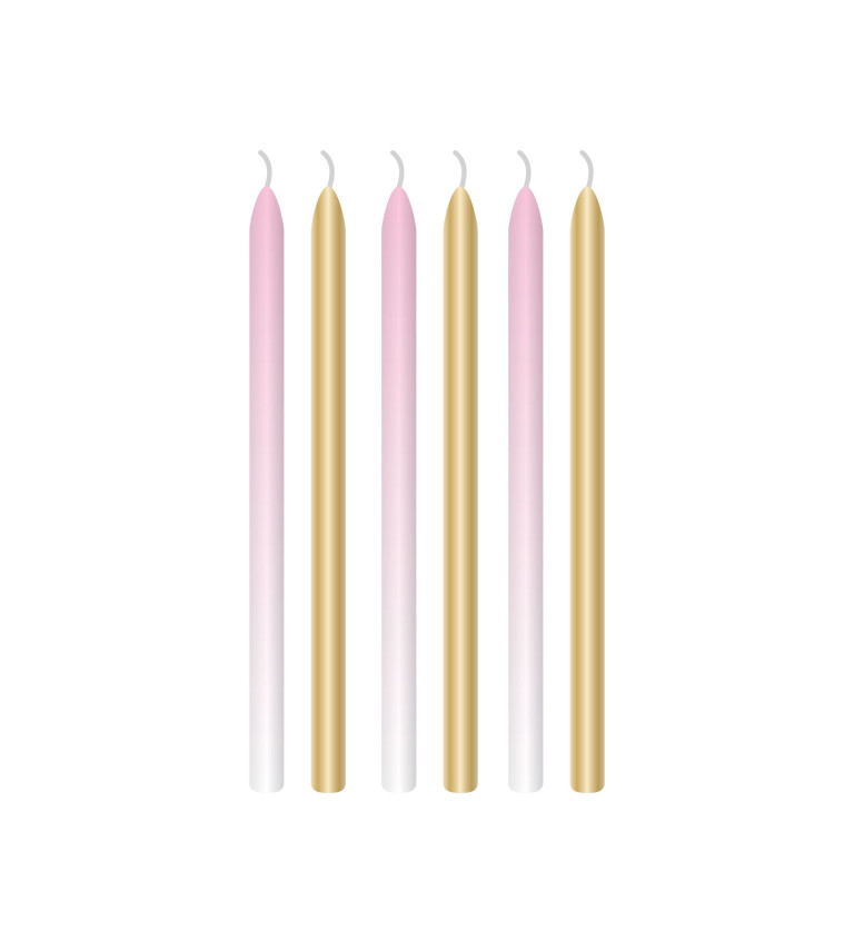 Svíčky 1. narozeniny růžové a zlaté