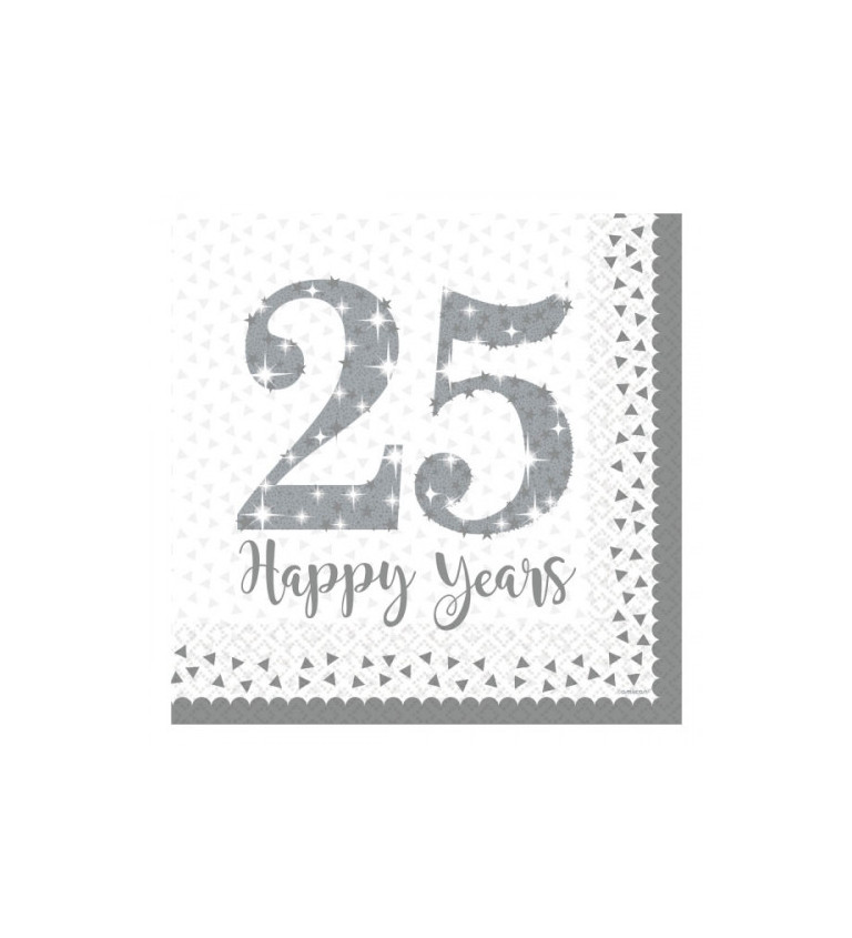 Ubrousky - šedo-bílé, 25 happy years