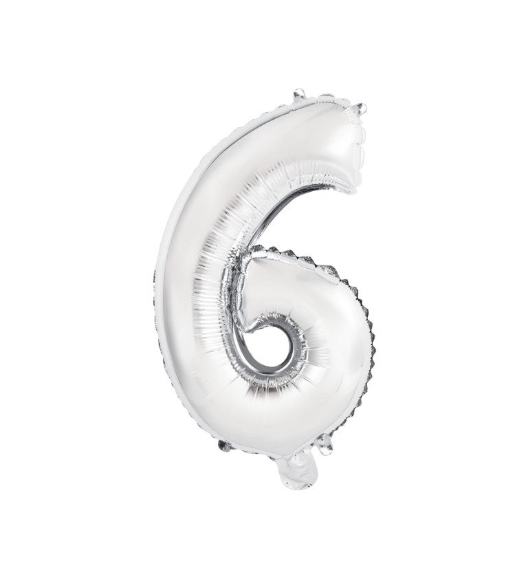 Fóliový balónek malý - stříbrné číslo 6