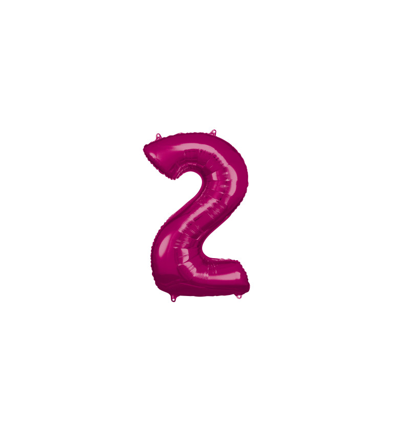 Růžový fóliový balónek čísla 2 - velký