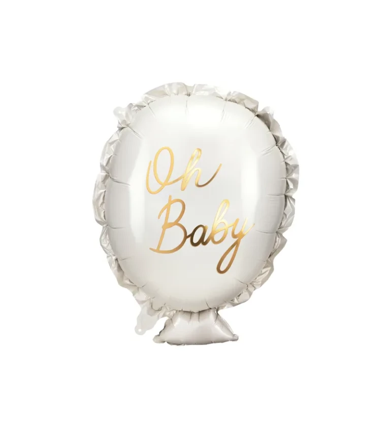 Fóliový balónek - bílý s nápisem "Oh Baby"