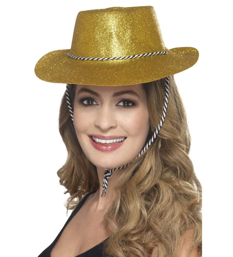 Zlatý Cowboy klobouk glitter