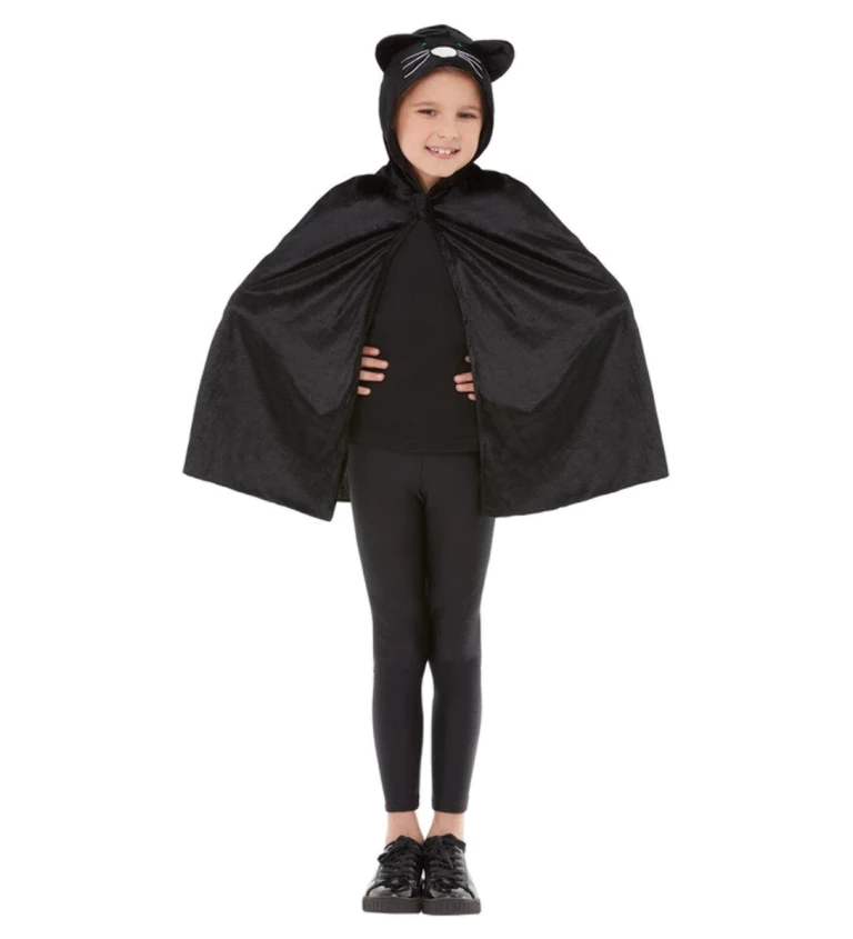 Dětský černý plášť Kočka