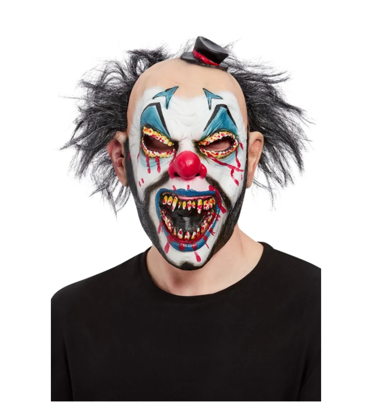 Strašidelná maska zlého klauna s vlasy