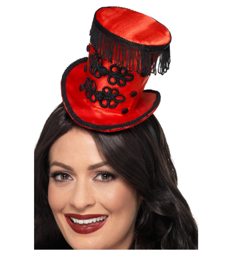 Červeno-černý mini klobouček