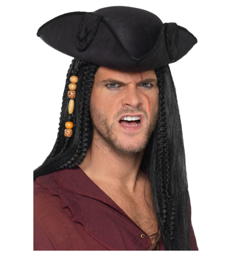 Černý pirátský klobouk s výšivkou