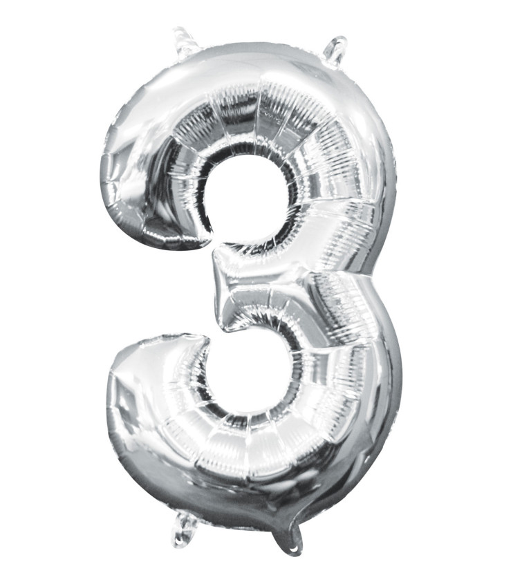 Stříbrný balónek s číslem 3