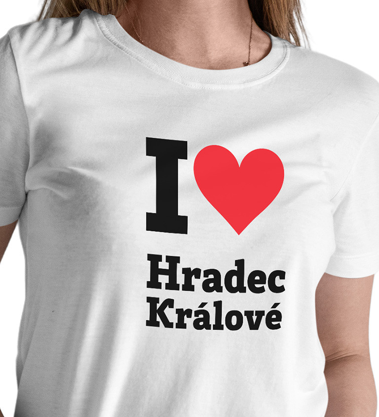 Dámské bílé tričko I love Hradec Králové