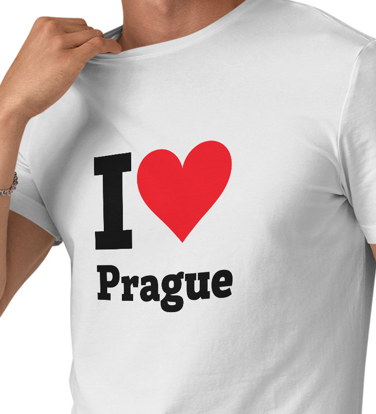 Pánské bílé tričko I love Prague