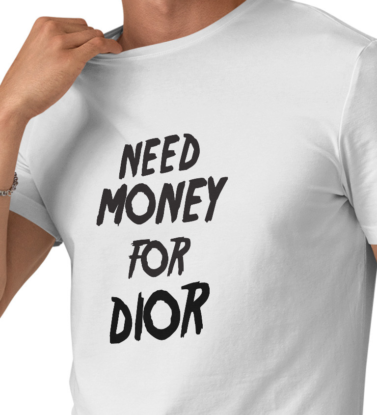 Pánské tričko bílé Need money for Dior
