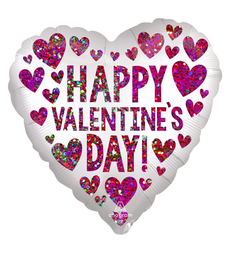 Balónek srdce s nápisem Happy Valentine's day