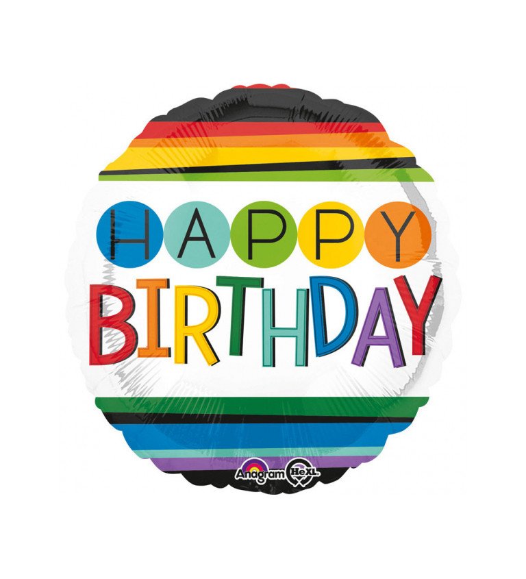 Happy birthday barevný balón