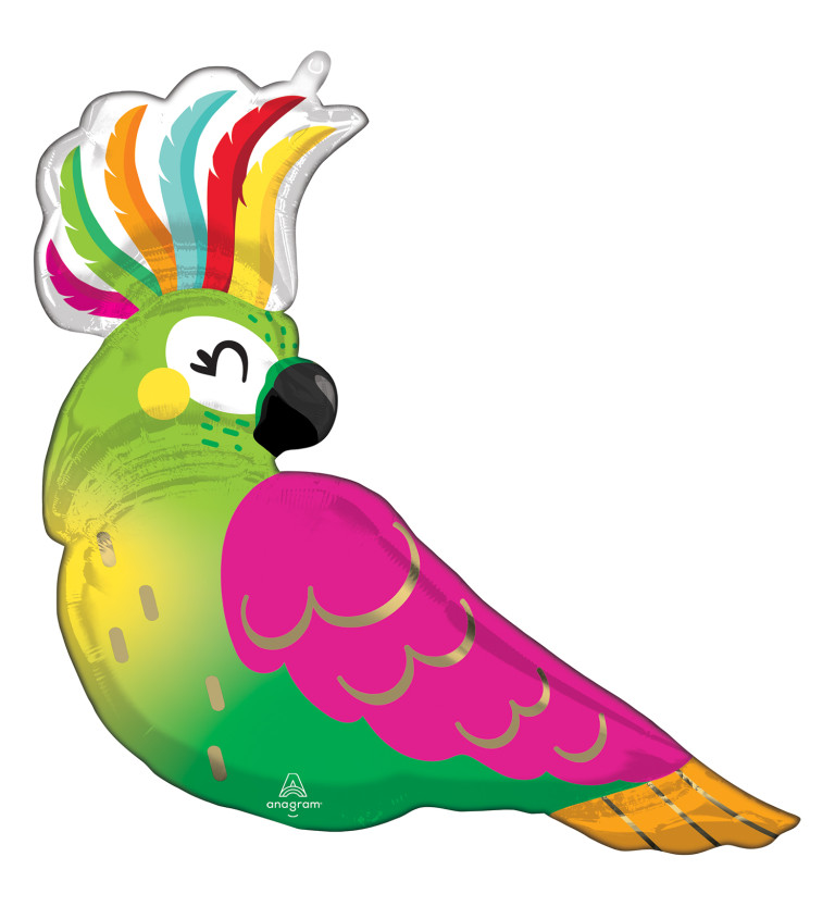 Fóliový balónek - pestrobarevný papoušek