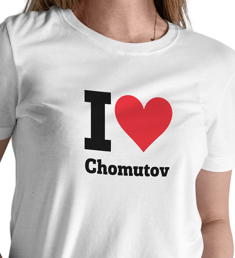 Dámské triko bílé-  I love Chomutov