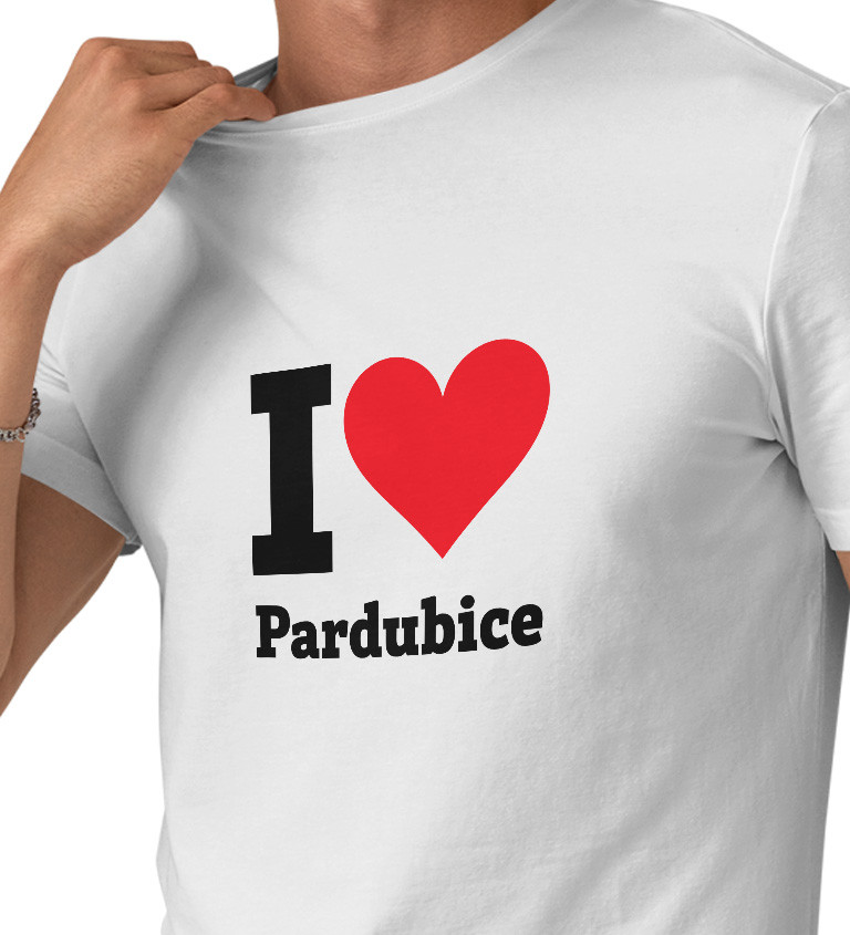 Pánské triko bílé - I love Pardubice