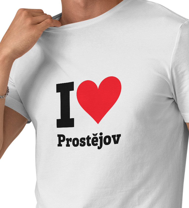 Pánské triko bílé - I love Prostějov