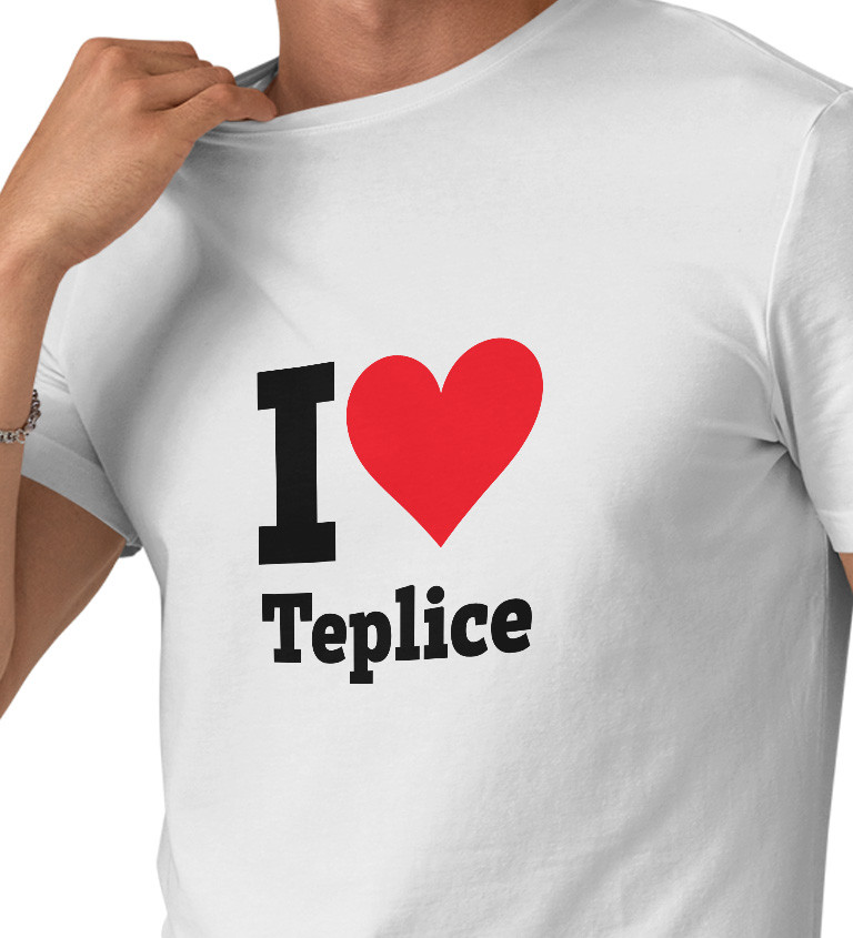 Pánské triko bílé - I love Teplice