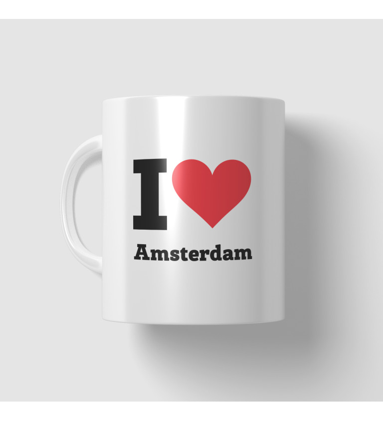 Hrnek s nápisem I love Amsterdam