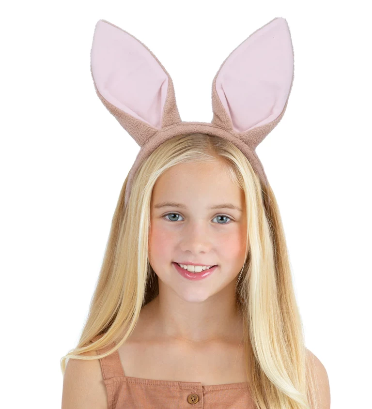 Dětská růžová čelenka - králičí uši