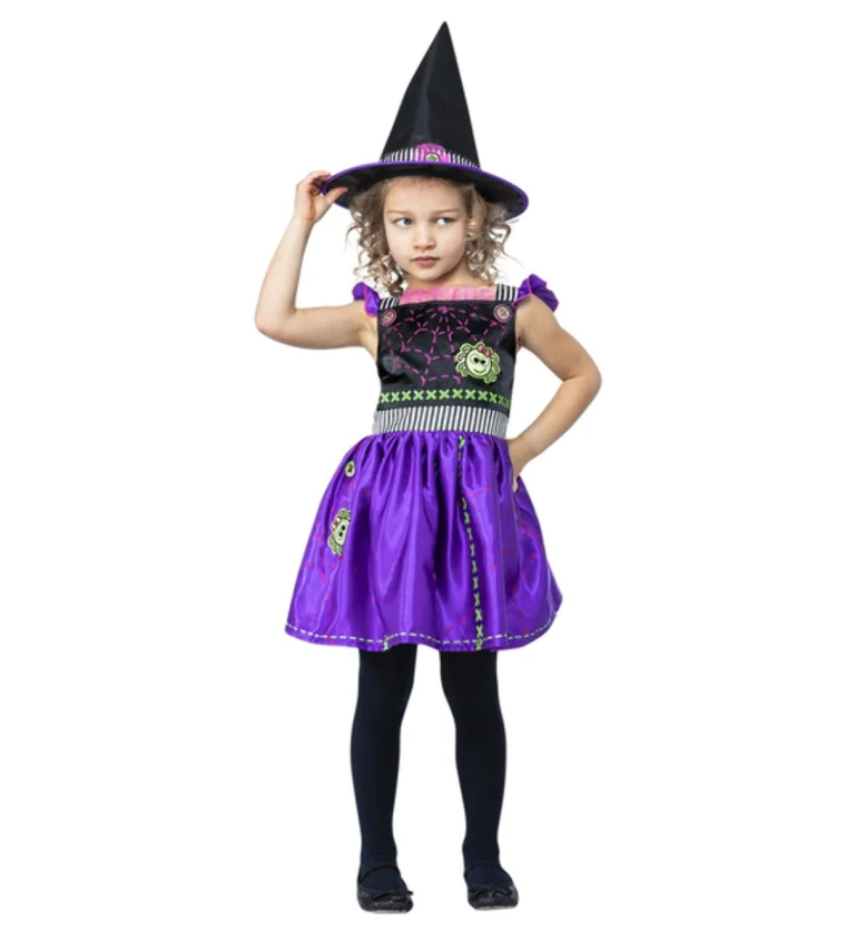 Čarodějnice fialová dětský kostým