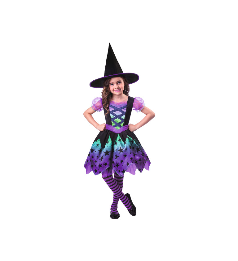 Fialová malá čarodějnice dětský kostým